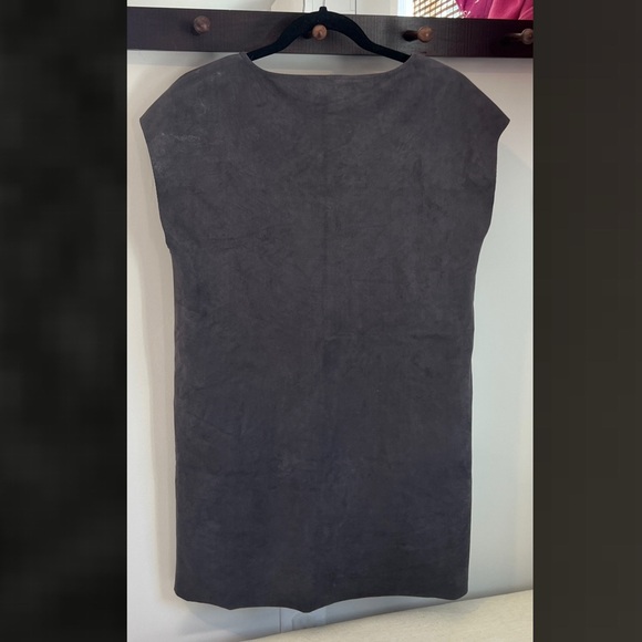 Aritzia Wilfred Free Nori Mini Dress XS Gray Boxy Shift Vegan Suede - Picture 3 of 6
